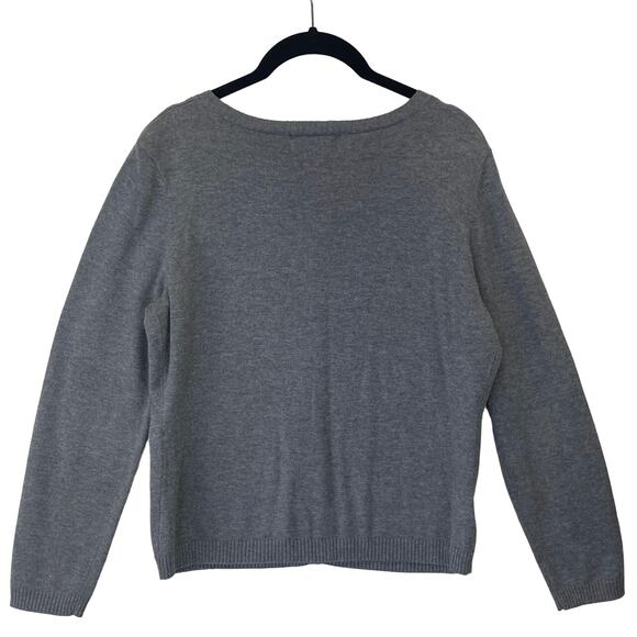 Casual Corner Annex Argyle Button Up Cardigan Sweater Gray Blue White Med Petite - Picture 4 of 11